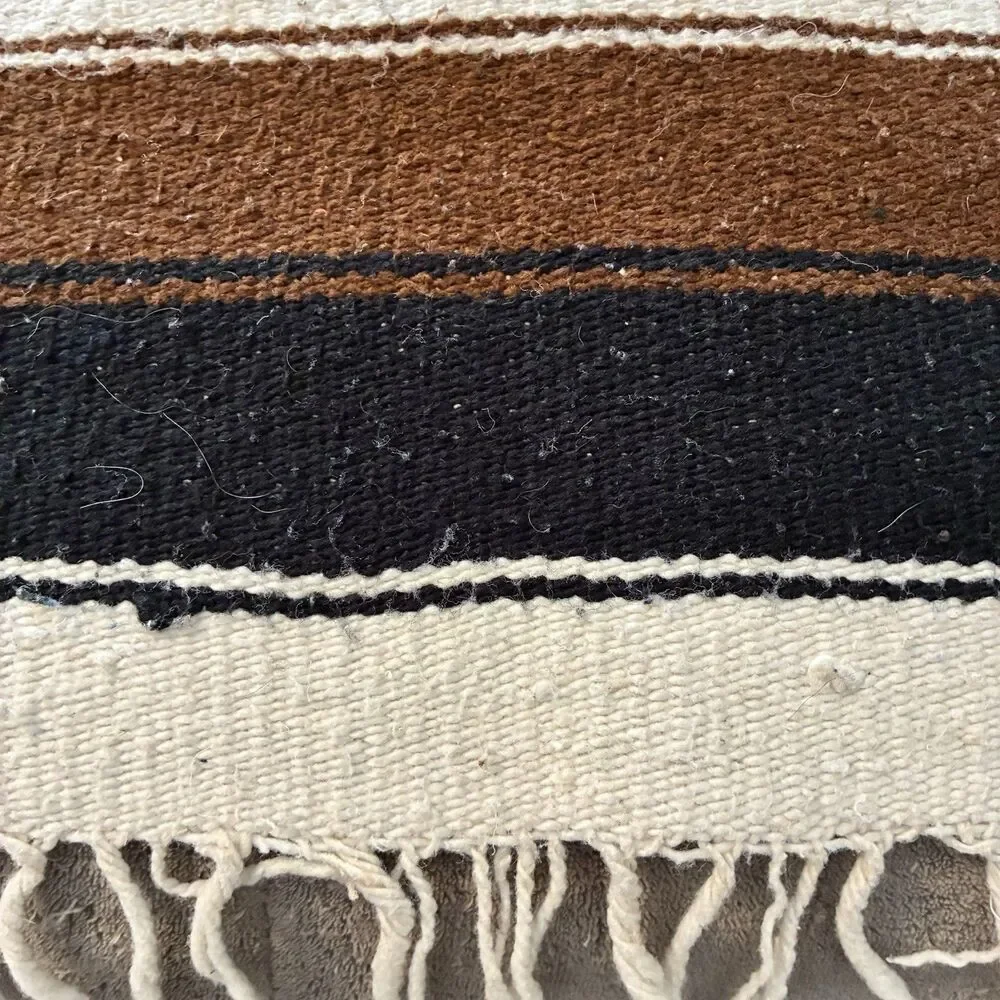 Vintage Mexican Serape Woven Blanket Throw Red Eagle Snake Wool 37x70”